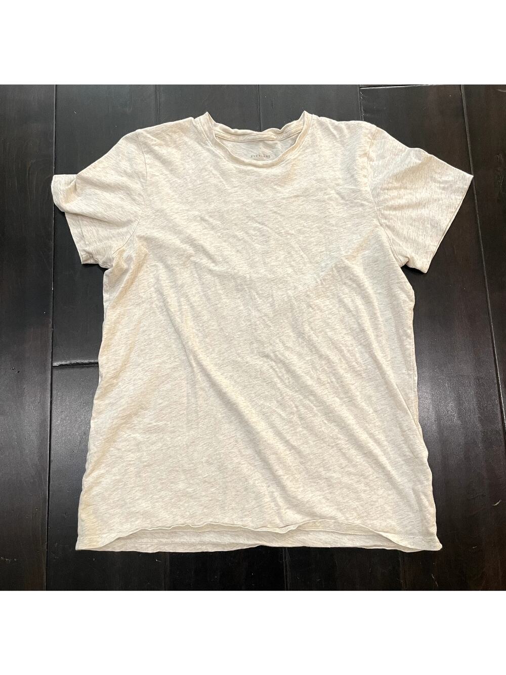 Everlane T Shirt Heathered Cream Short Sleeve Crew Neck Women's Size L